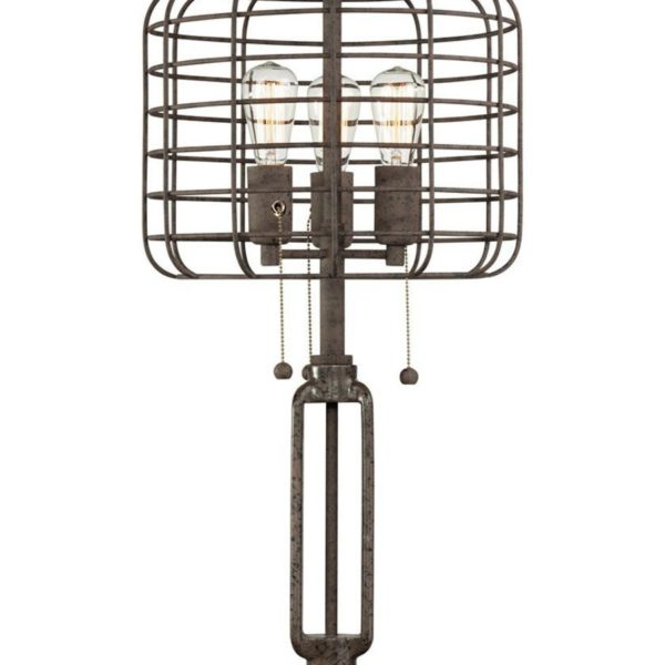 Industrial Cage Edison Bulb Rust Metal Table Lamp