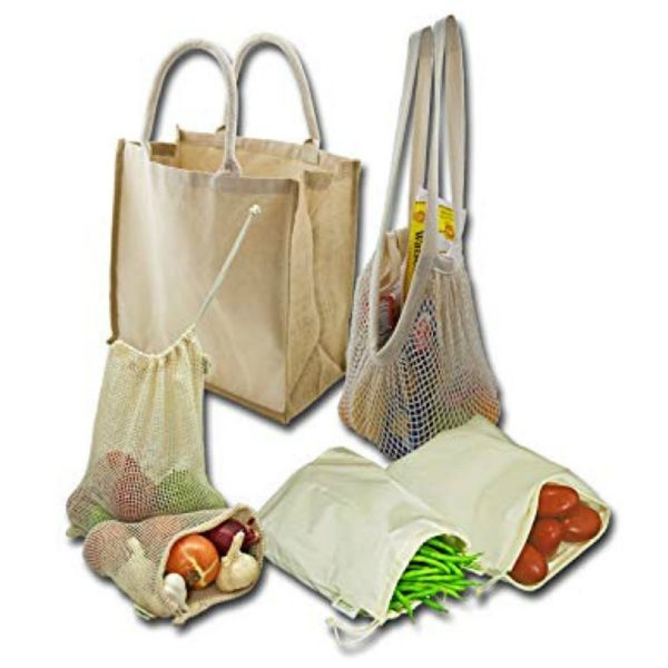 Simple Ecology Organic Reusable Grocery Shopping Bag Set