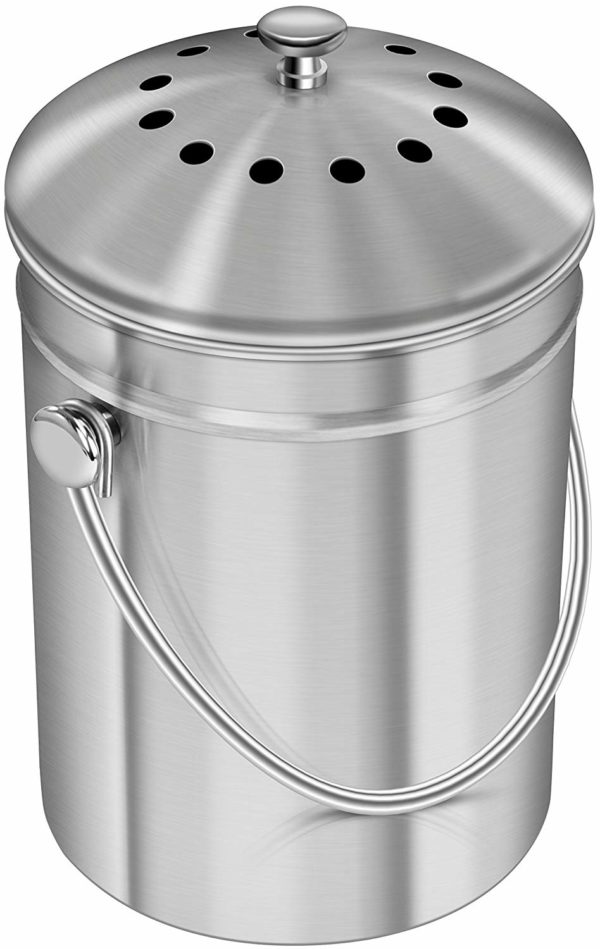 Utopia Kitchen Stainless Steel Compost Bin for Kitchen Countertop
