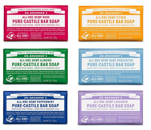 Dr. Bronner’s Pure-Castile Bar Soap Variety Gift Pack 5oz - Pack of 6