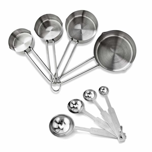 New Star Foodservice Stainless Steel Measuring Spoons and Cups - Set of 8