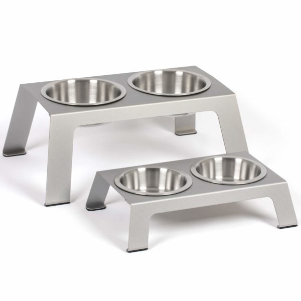 PetFusion Elevated Anodized Aluminum Pet Feeder with Stainless Steel Bowls