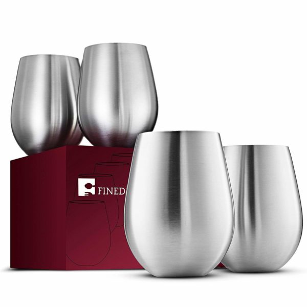 Finedine Stainless Steel Wine Glasses - Set of 4